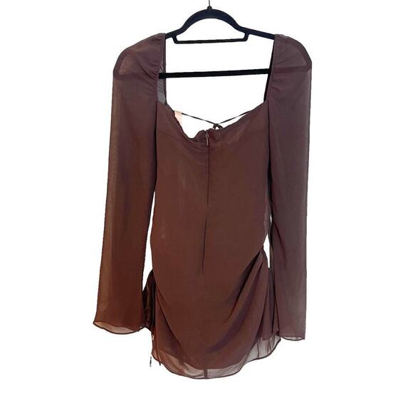 House of CB Cutout Chiffon Mini Dress Chocolate Brown Size Small NWT - Picture 13 of 13